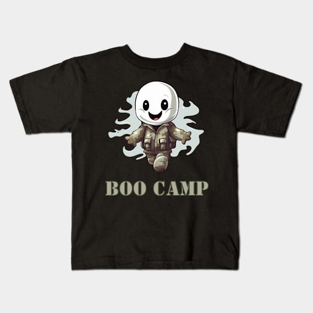 Boo Camp Ghost Halloween Army Funny Meme Kids T-Shirt by WearablePSA